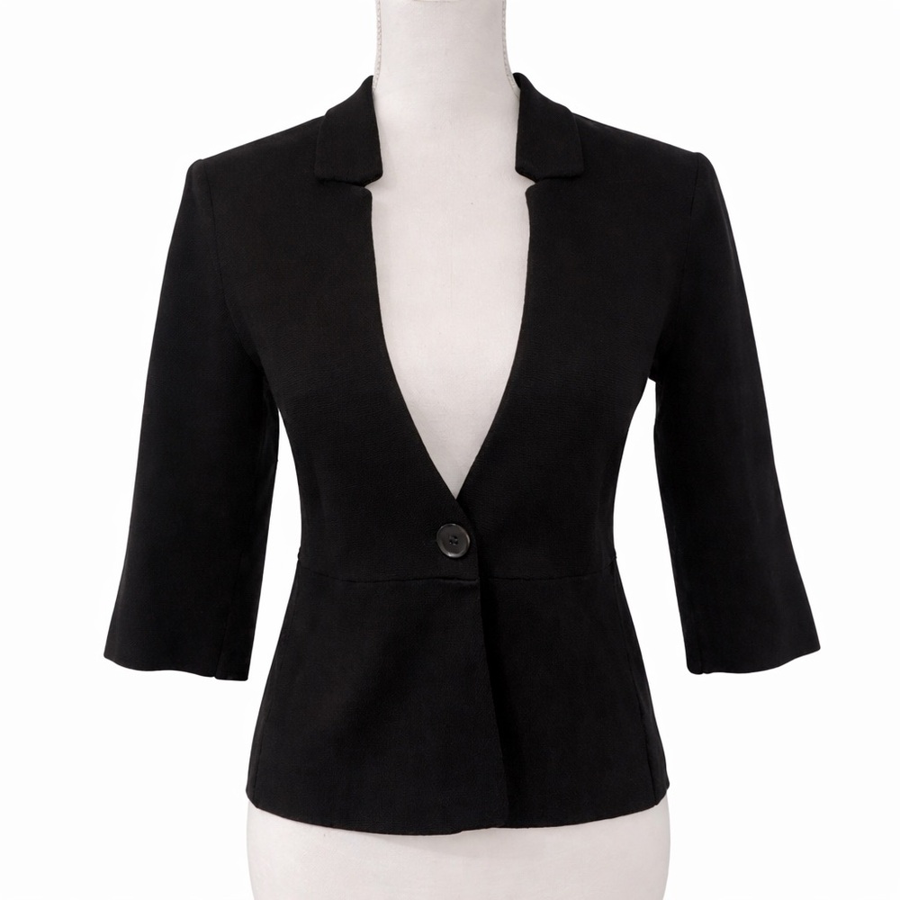 🖤 Ann Taylor Sharp Black Knit Jacket Size Small S 🖤